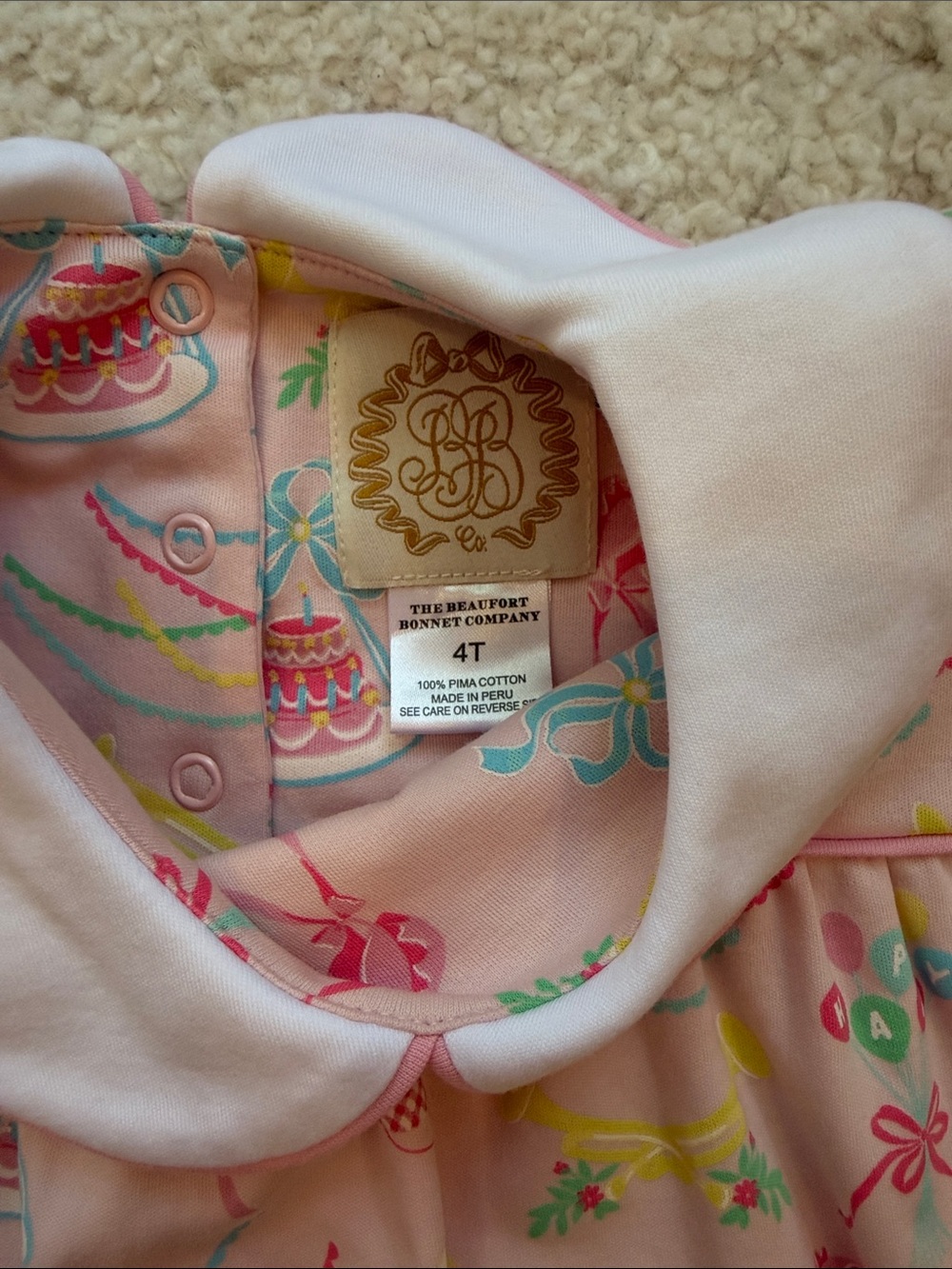 The Beaufort Bonnet Company Pink Party Print Peter Pan Collar Dress - Picture 2 of 5